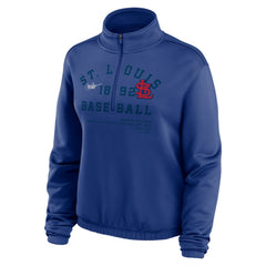 St. Louis Cardinals Women's Rewind Splice Half-Zip Semi-Cropped Bubble Hem Sweatshirt Royal | Nike