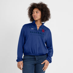 St. Louis Cardinals Women's Rewind Splice Half-Zip Semi-Cropped Bubble Hem Sweatshirt Royal | Nike