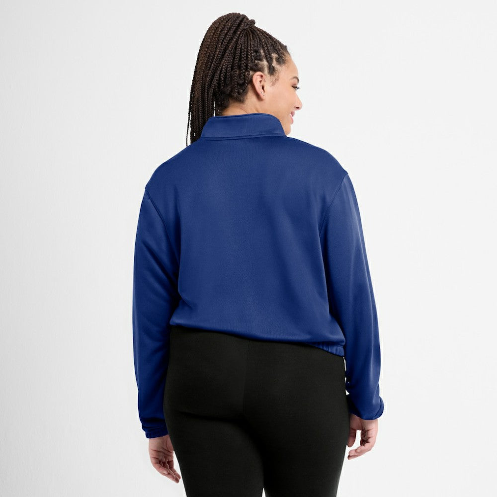St. Louis Cardinals Women's Rewind Splice Half-Zip Semi-Cropped Bubble Hem Sweatshirt Royal | Nike