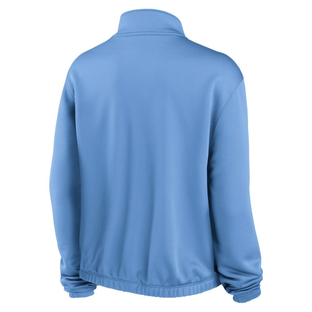 Minnesota Twins Women's Rewind Splice Half-Zip Semi-Cropped Bubble Hem Sweatshirt Light Blue | Nike