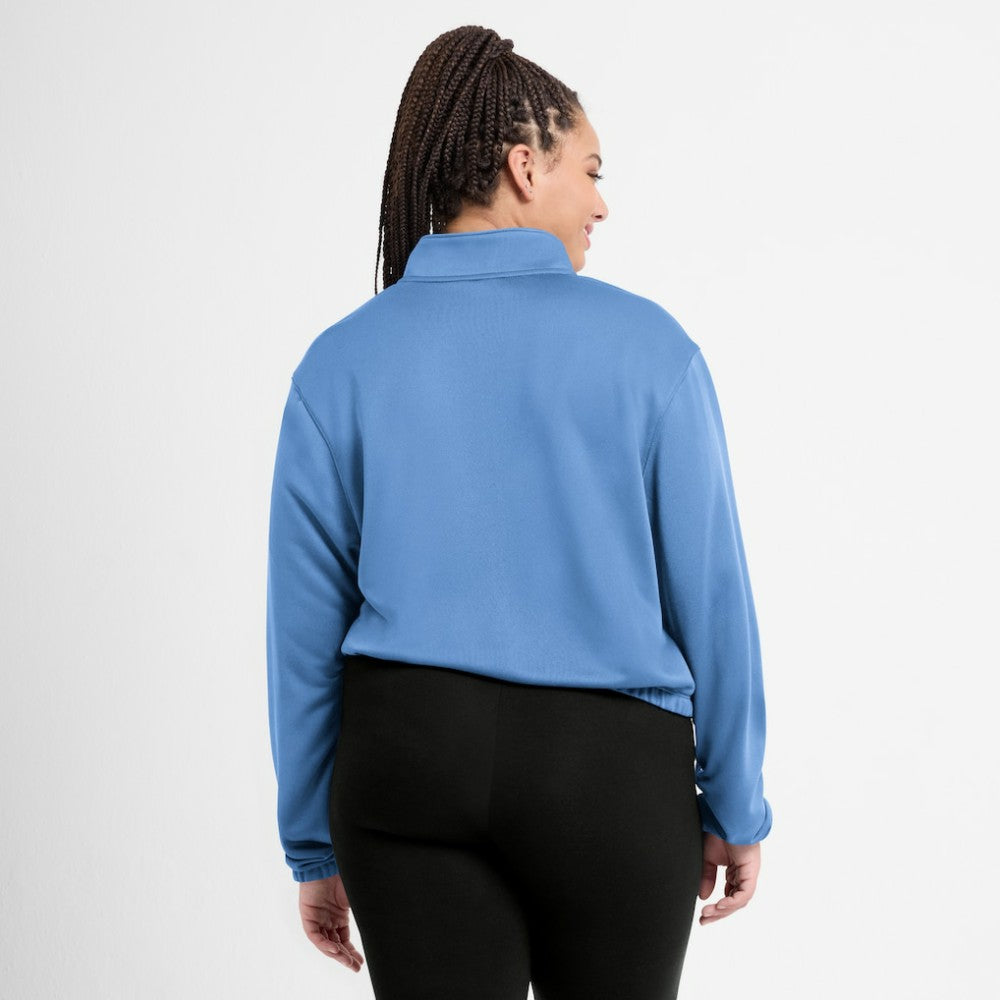 Minnesota Twins Women's Rewind Splice Half-Zip Semi-Cropped Bubble Hem Sweatshirt Light Blue | Nike