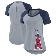 Los Angeles Angels Women's Summer Breeze Raglan Fashion T-Shirt Heather Gray | Nike