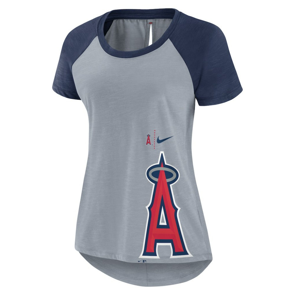 Los Angeles Angels Women's Summer Breeze Raglan Fashion T-Shirt Heather Gray | Nike