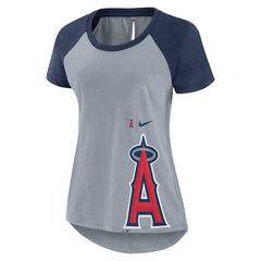 Los Angeles Angels Women's Summer Breeze Raglan Fashion T-Shirt Heather Gray | Nike