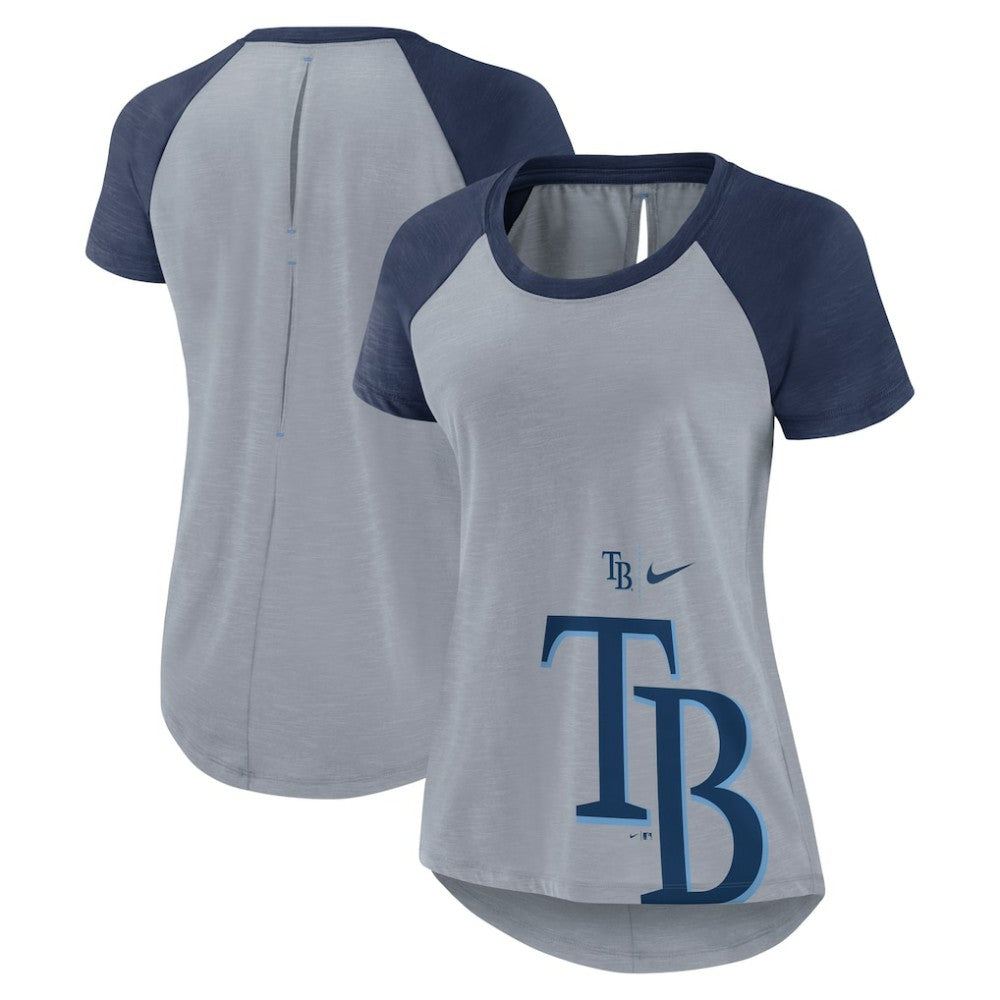 Tampa Bay Rays Women's Summer Breeze Raglan Fashion T-Shirt Heather Gray | Nike