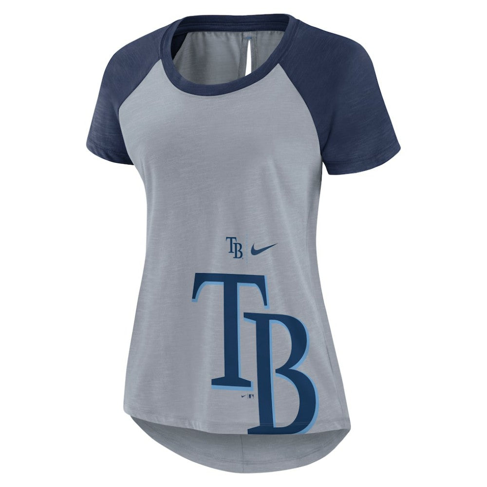 Tampa Bay Rays Women's Summer Breeze Raglan Fashion T-Shirt Heather Gray | Nike