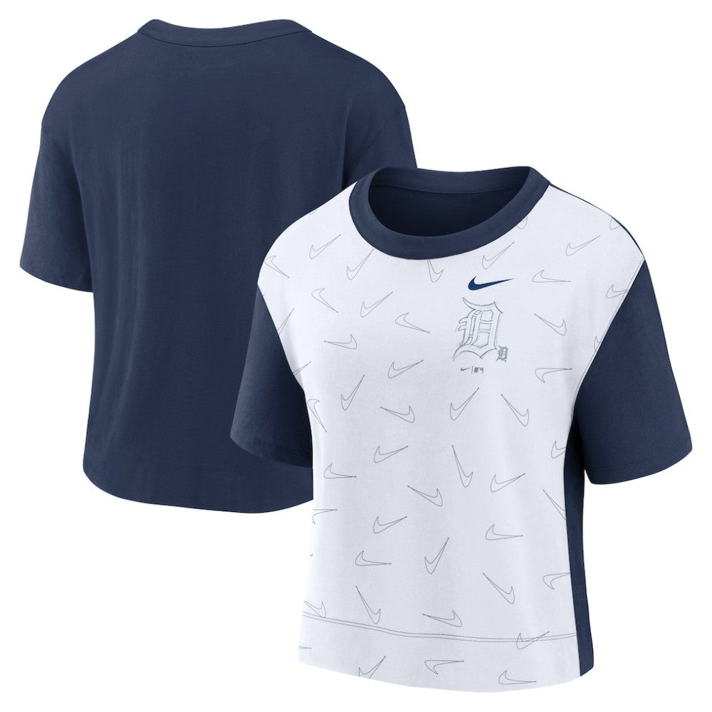 Detroit Tigers Women's Line Up High Hip Fashion T-Shirt Navy/White | Nike