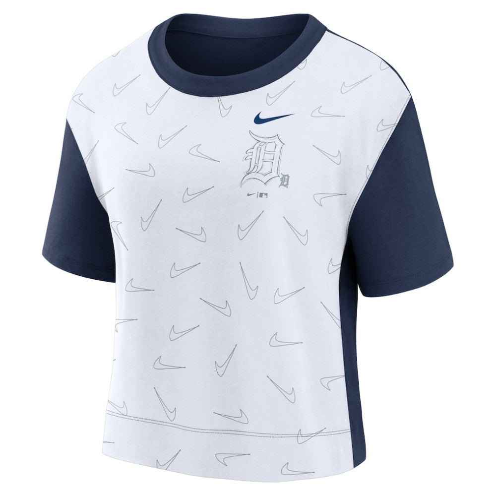 Detroit Tigers Women's Line Up High Hip Fashion T-Shirt Navy/White | Nike