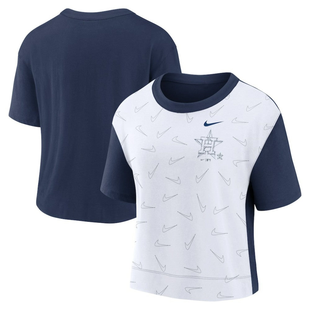 Houston Astros Women's Line Up High Hip Fashion T-Shirt Navy/White | Nike