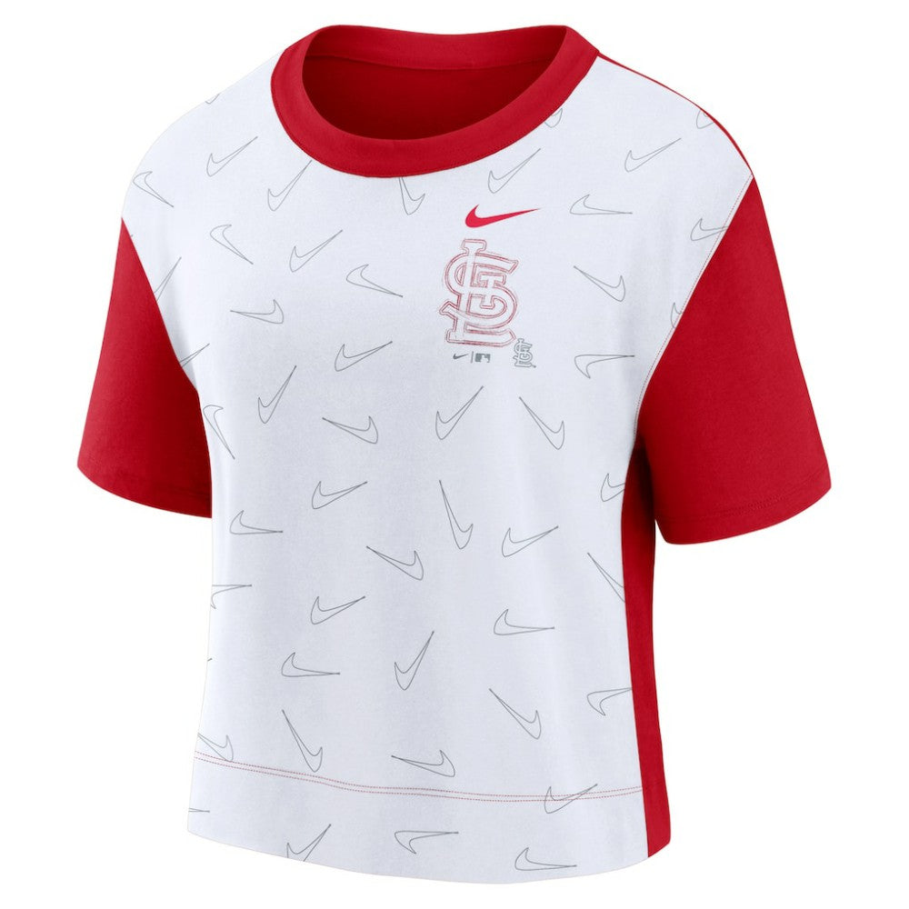 St. Louis Cardinals Women's Line Up High Hip Fashion T-Shirt Red/White | Nike