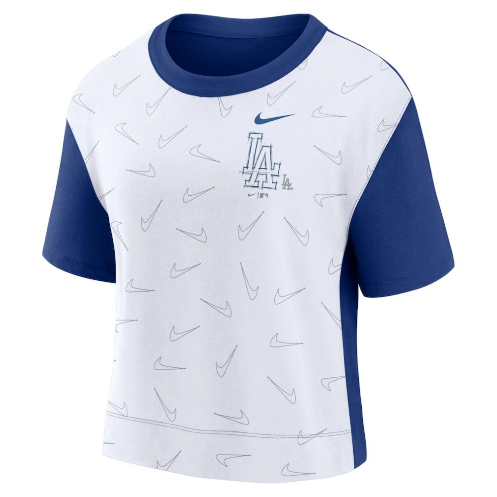 Los Angeles Dodgers Women's Line Up High Hip Fashion T-Shirt Royal/White | Nike
