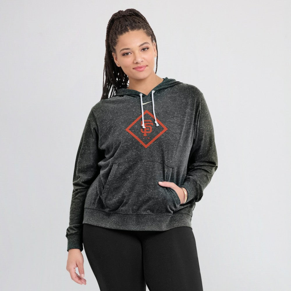 San Francisco Giants Women's Diamond Icon Gym Vintage Lightweight Hooded Top Black | Nike