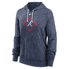 Atlanta Braves Women's Diamond Icon Gym Vintage Lightweight Hooded Top Navy | Nike