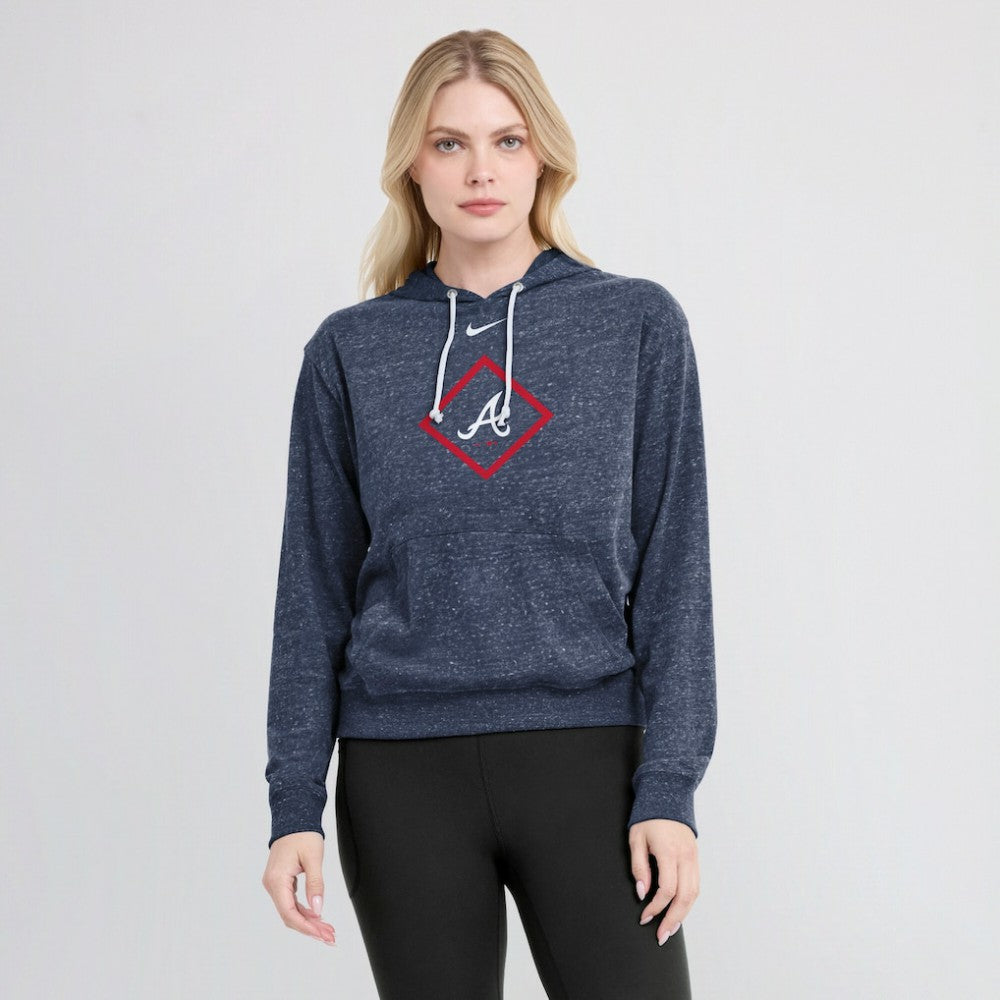 Atlanta Braves Women's Diamond Icon Gym Vintage Lightweight Hooded Top Navy | Nike