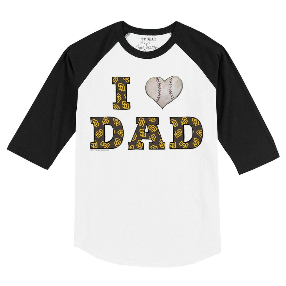 San Diego Padres Tiny Turnip Youth I Love Dad 3/4-Sleeve Raglan T-Shirt White/Black