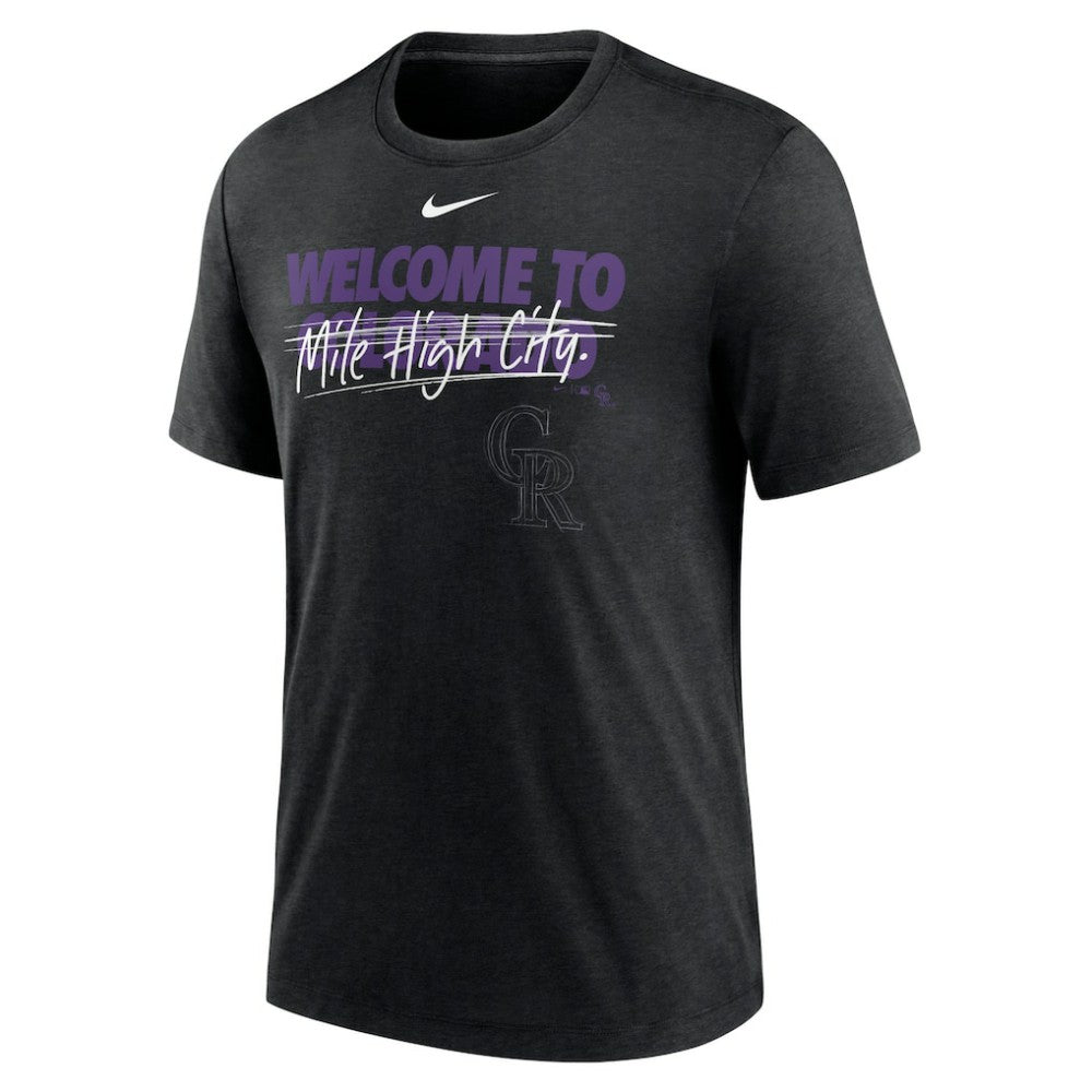 Colorado Rockies Home Spin Tri-Blend T-Shirt Heather Black | Nike