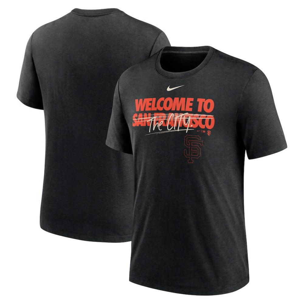 San Francisco Giants Home Spin Tri-Blend T-Shirt Heather Black | Nike