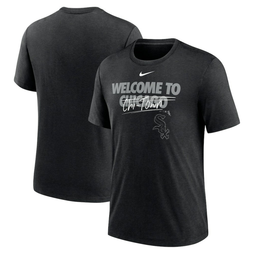Chicago White Sox Home Spin Tri-Blend T-Shirt Heather Black | Nike