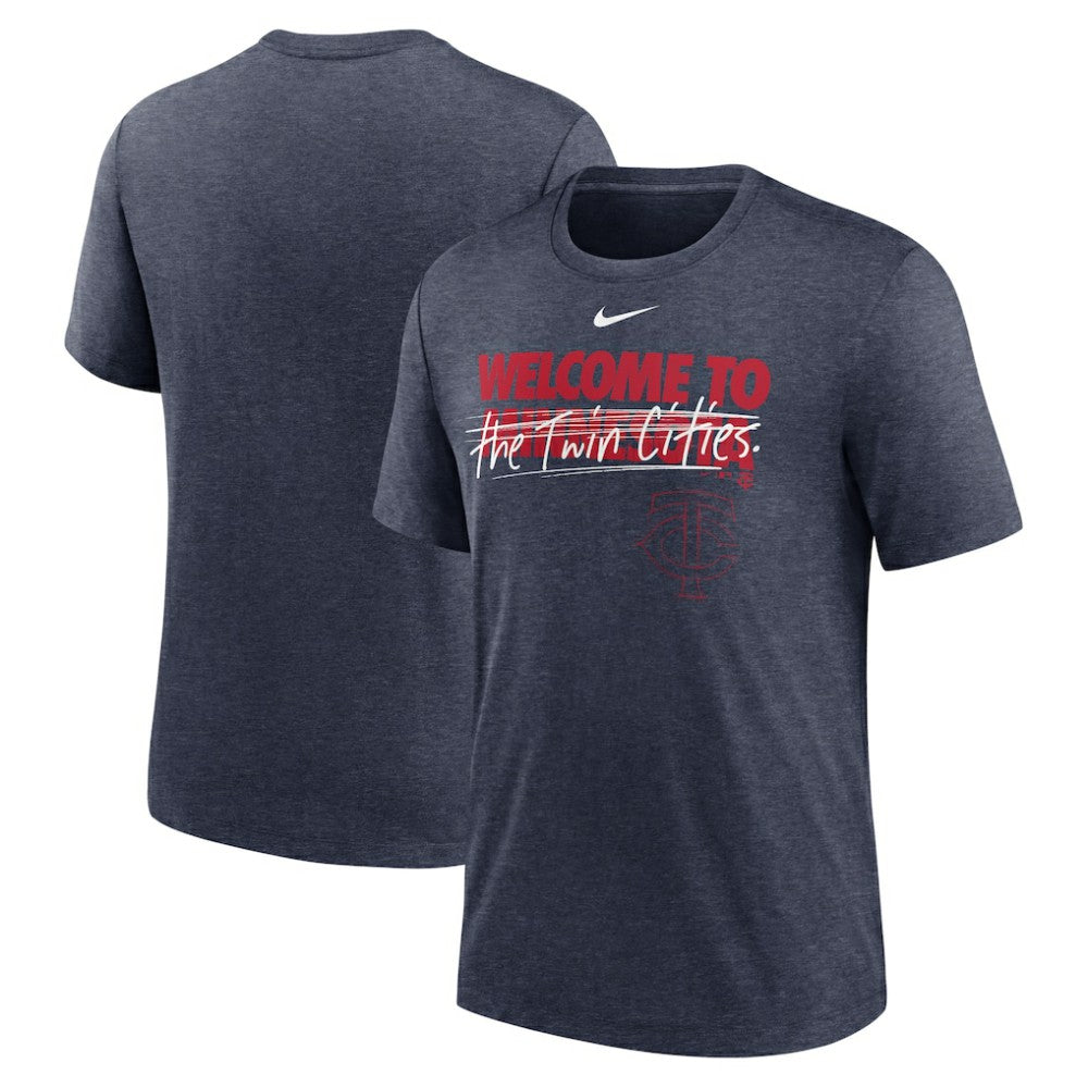 Minnesota Twins Home Spin Tri-Blend T-Shirt Heather Navy | Nike