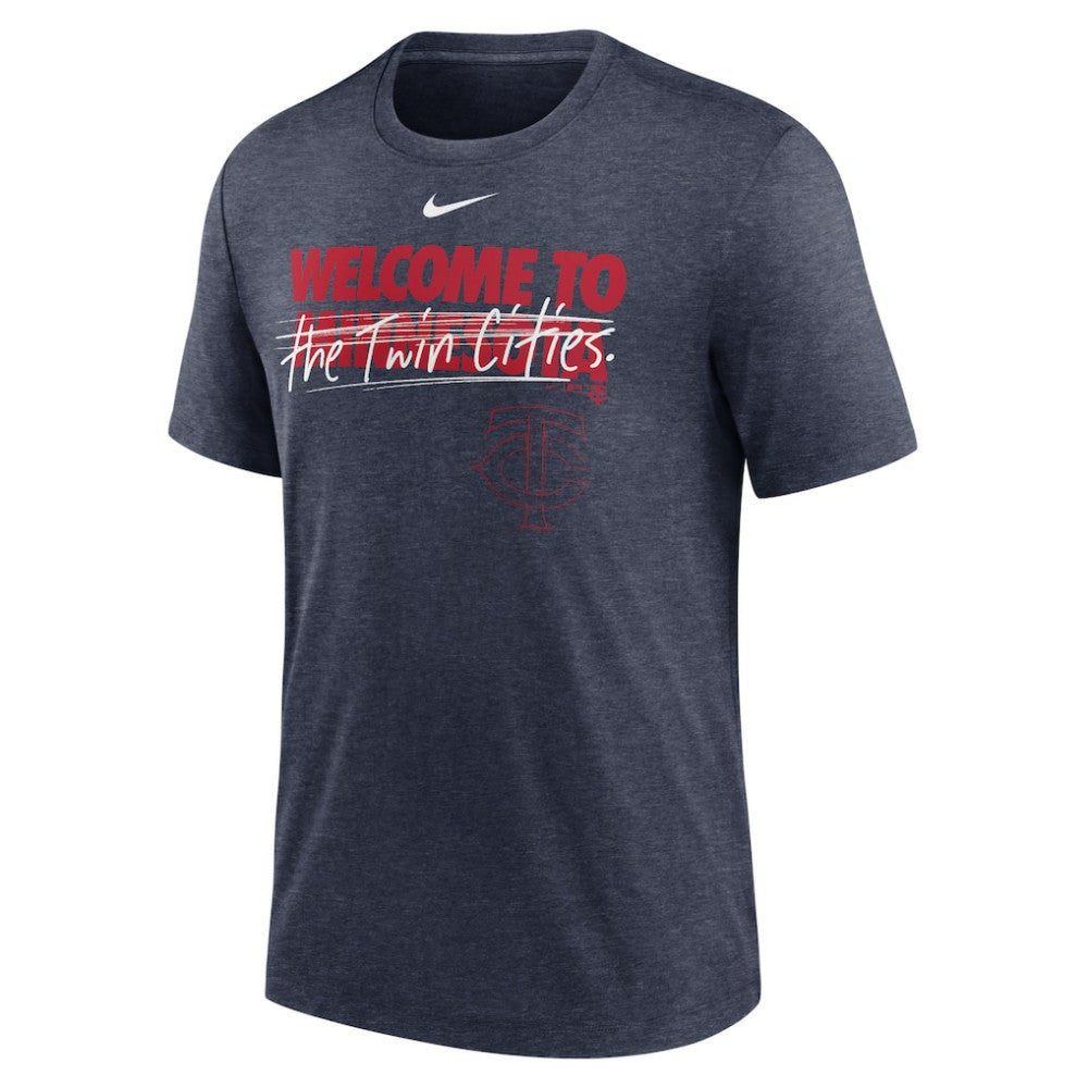 Minnesota Twins Home Spin Tri-Blend T-Shirt Heather Navy | Nike