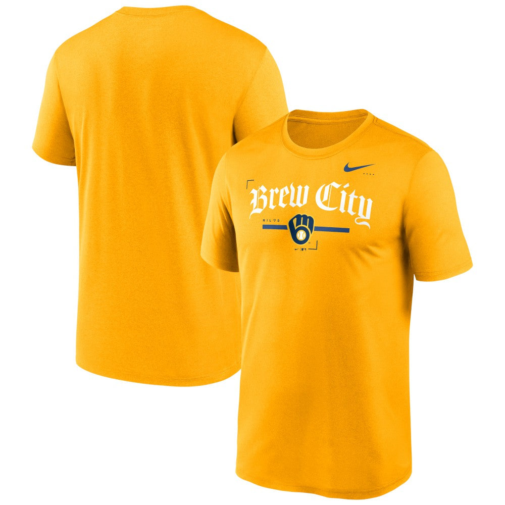 Milwaukee Brewers Local Legend Practice Performace T-Shirt Gold | Nike