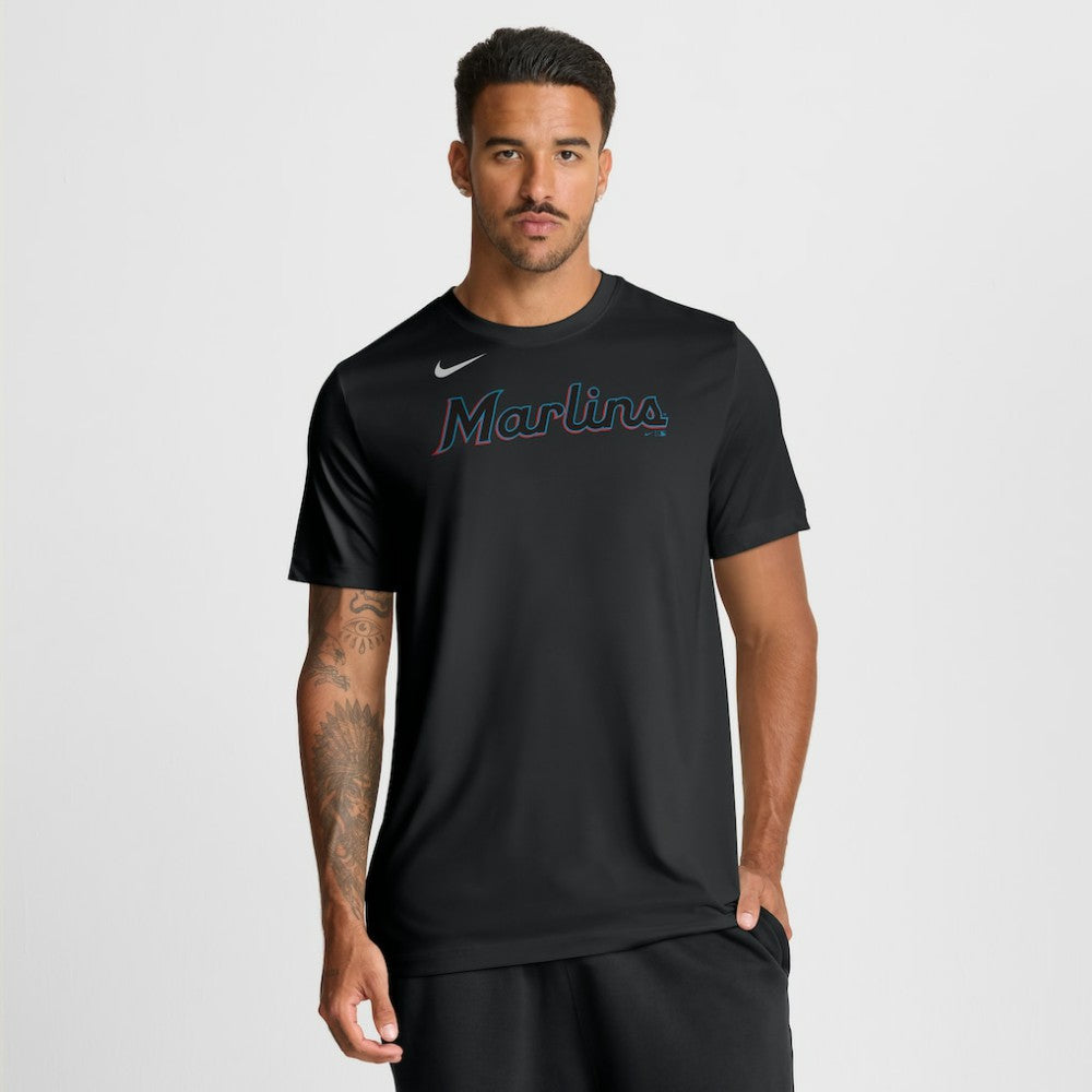 Miami Marlins New Legend Wordmark Dri-FIT T-Shirt Black | Nike