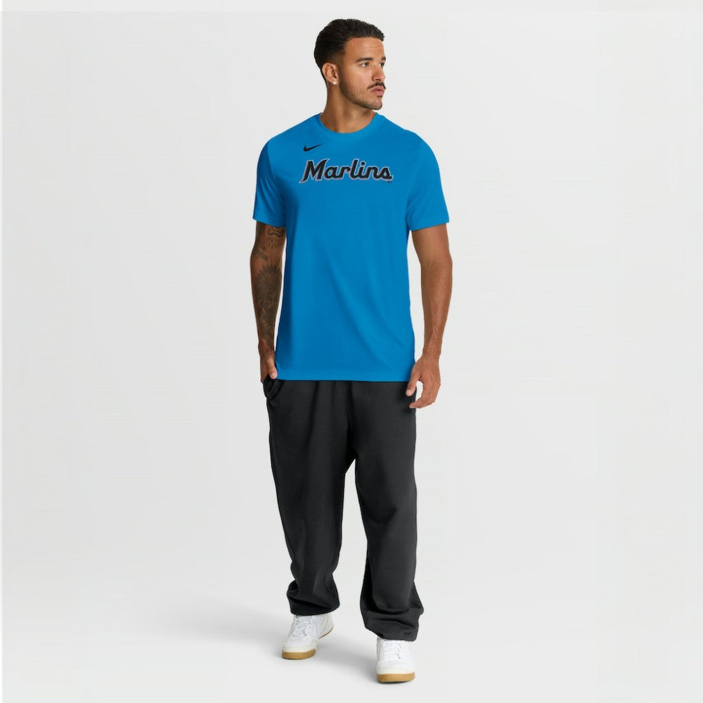 Miami Marlins New Legend Wordmark Dri-FIT T-Shirt Light Blue | Nike