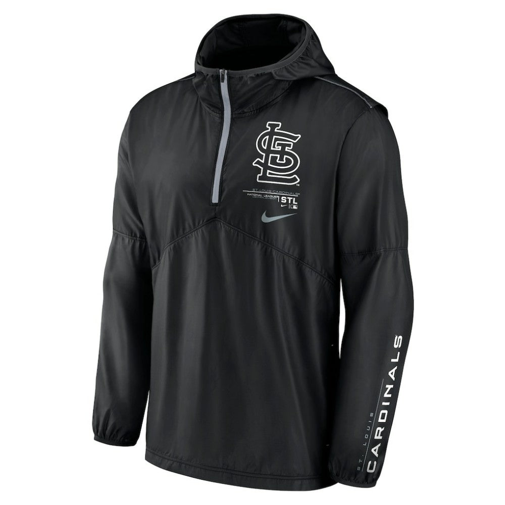St. Louis Cardinals Authentic Night Game Performance Half-Zip Windbreaker Black | Nike
