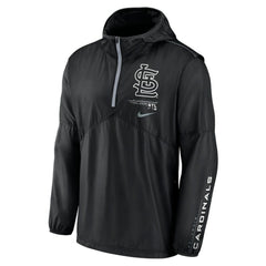 St. Louis Cardinals Authentic Night Game Performance Half-Zip Windbreaker Black | Nike