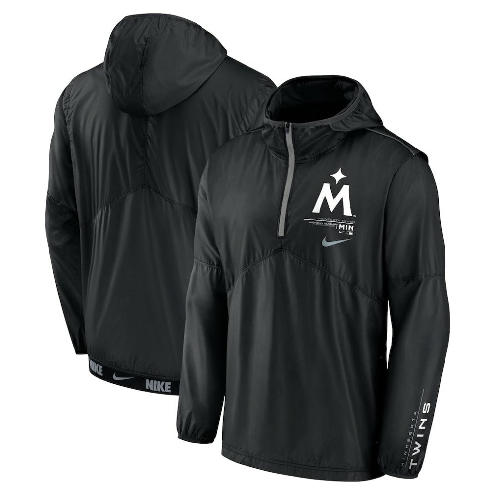 Minnesota Twins Authentic Night Game Performance Half-Zip Windbreaker Black | Nike