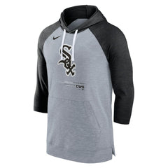 Chicago White Sox Baseball Raglan 3/4-Sleeve Pullover Hoodie Heather Gray/Heather Black | Nike