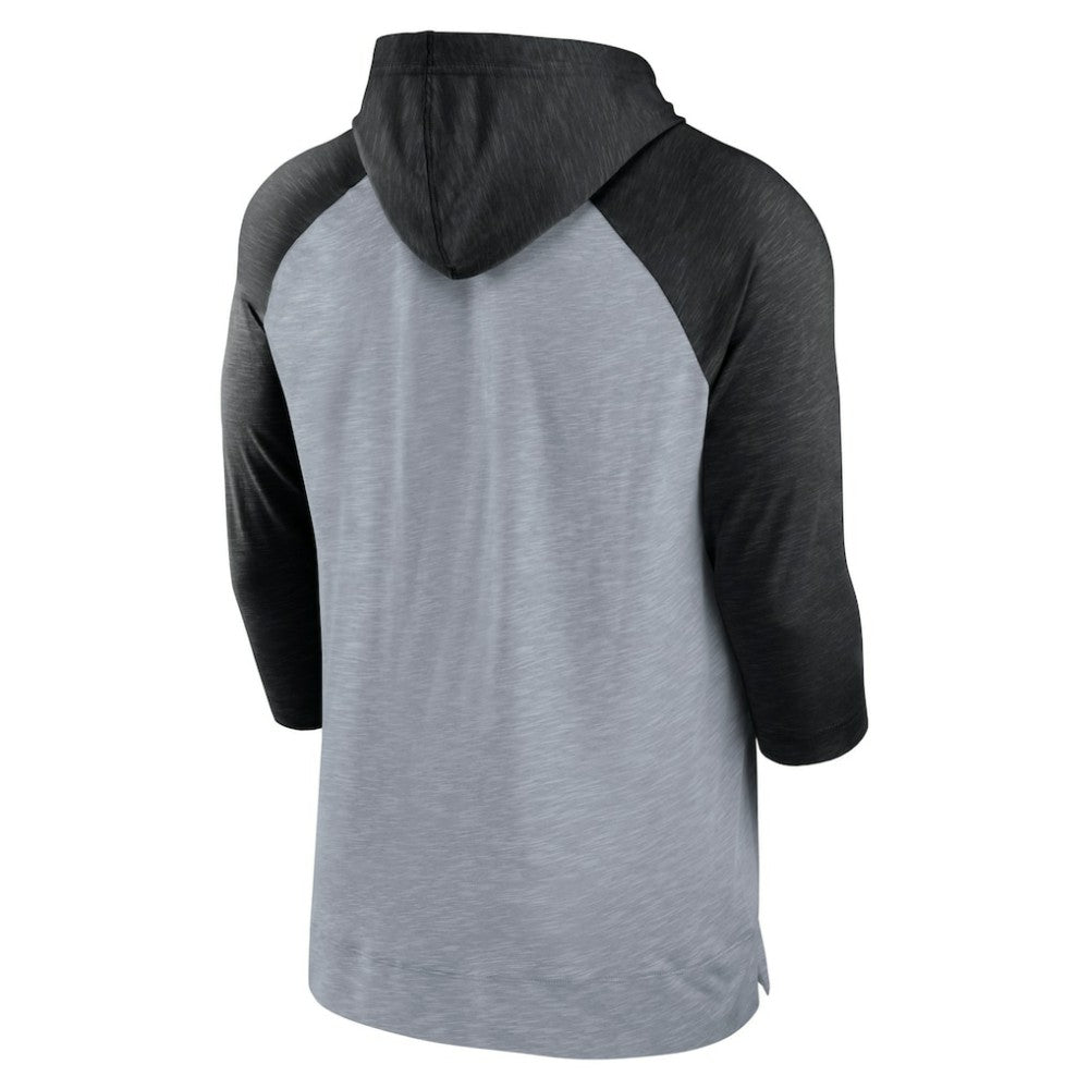 Chicago White Sox Baseball Raglan 3/4-Sleeve Pullover Hoodie Heather Gray/Heather Black | Nike