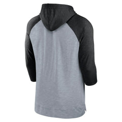 Chicago White Sox Baseball Raglan 3/4-Sleeve Pullover Hoodie Heather Gray/Heather Black | Nike