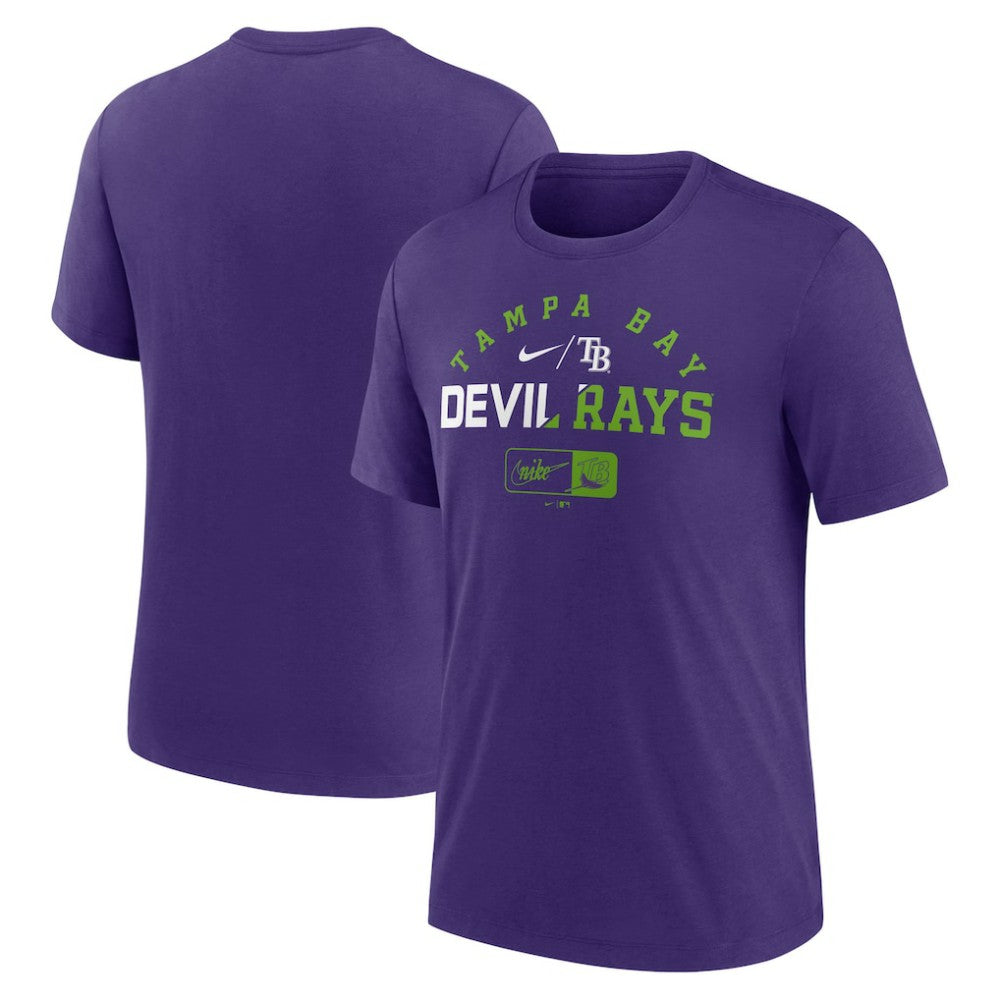 Tampa Bay Rays Rewind Review Slash Tri-Blend T-Shirt Heather Purple | Nike