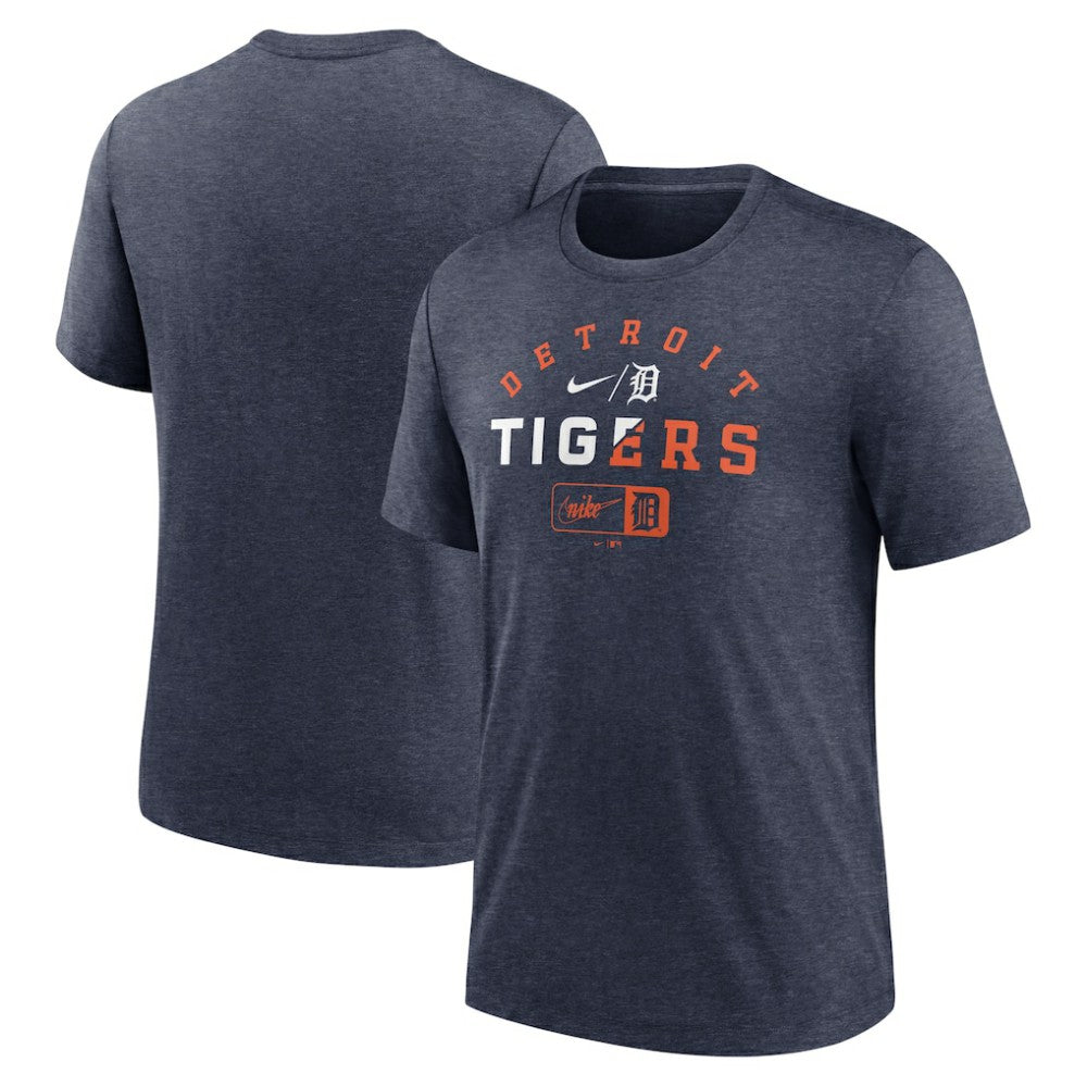Detroit Tigers Rewind Review Slash Tri-Blend T-Shirt Heather Navy | Nike