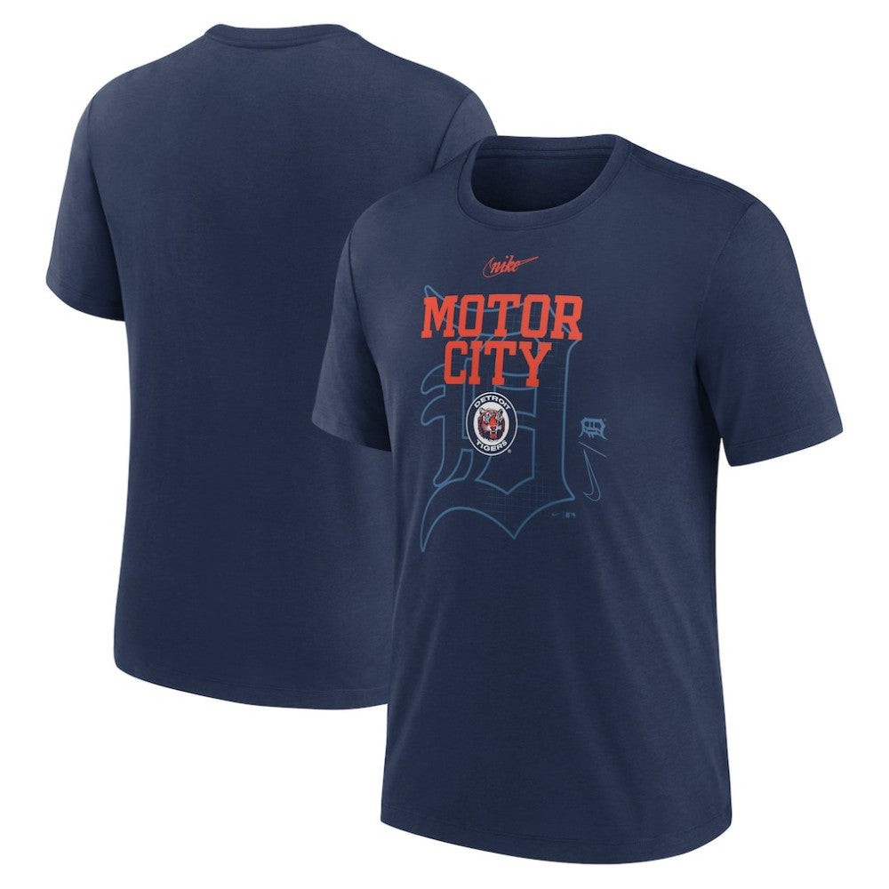 Detroit Tigers Rewind Retro Tri-Blend T-Shirt Navy | Nike