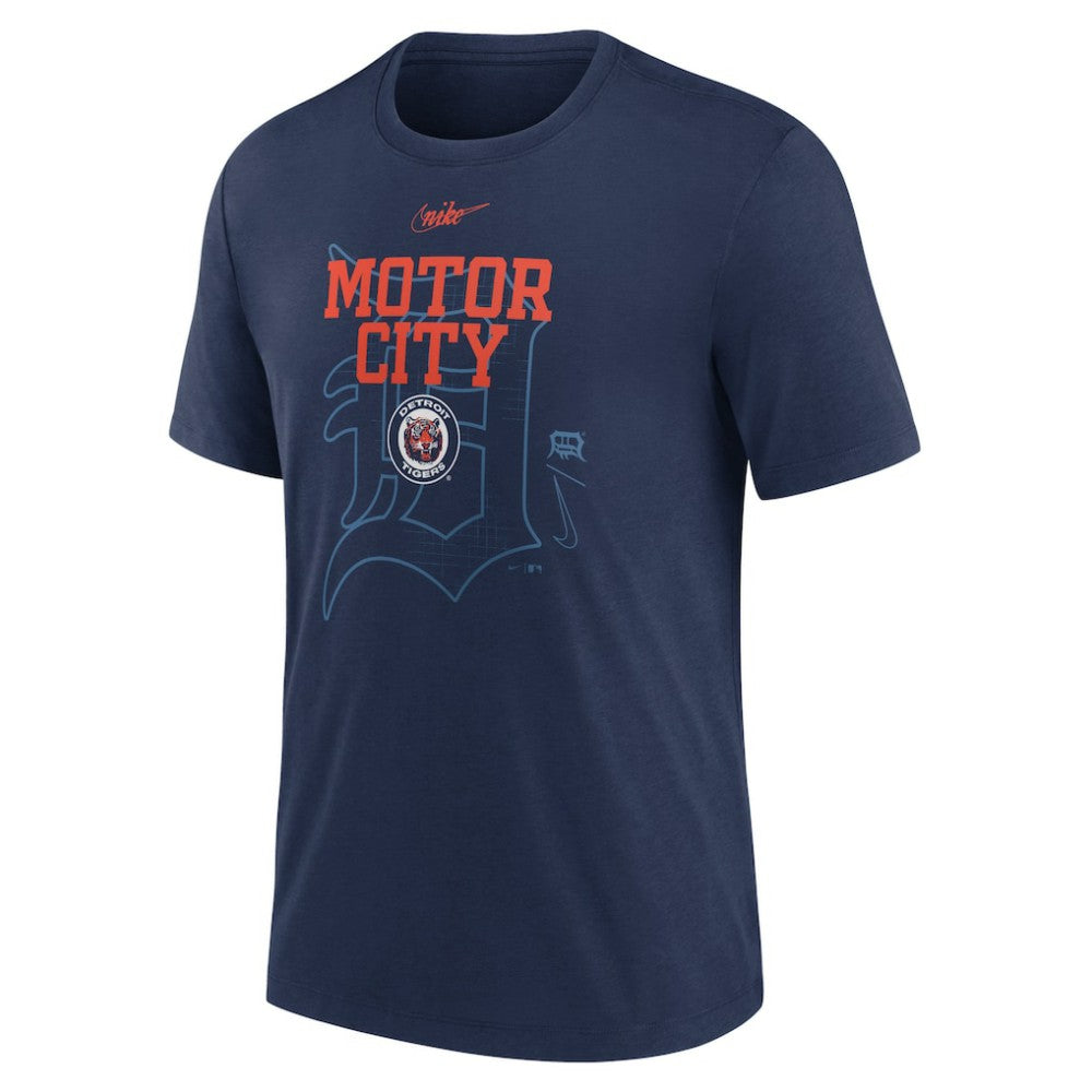 Detroit Tigers Rewind Retro Tri-Blend T-Shirt Navy | Nike