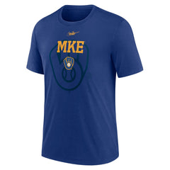 Milwaukee Brewers Rewind Retro Tri-Blend T-Shirt Royal | Nike