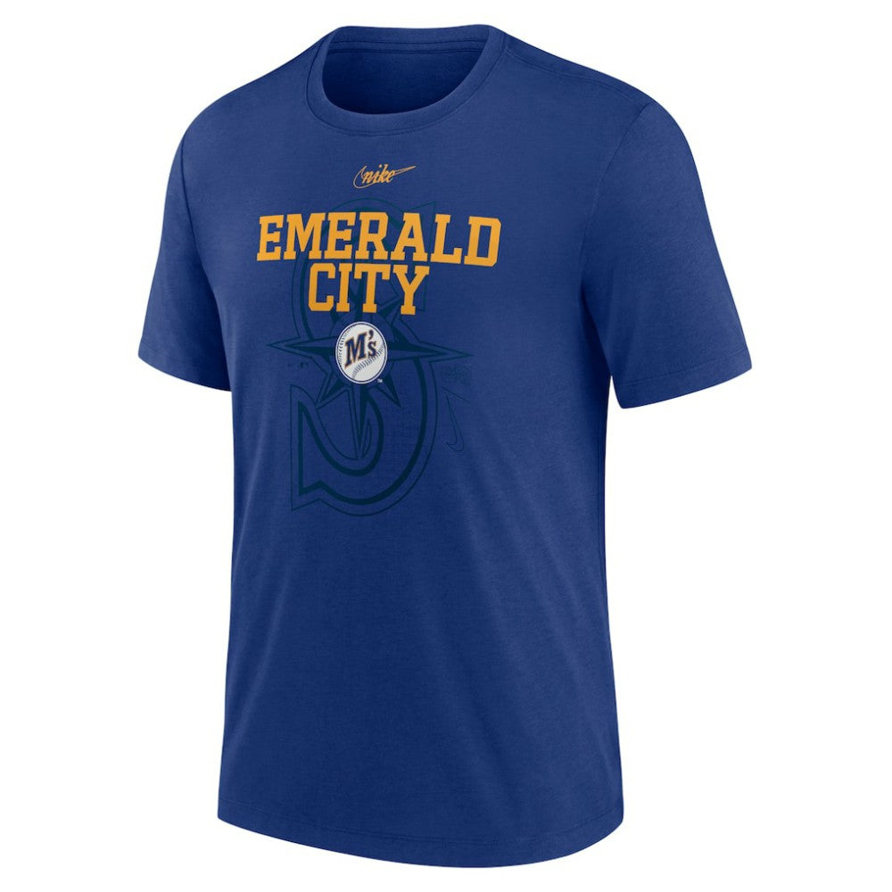 Seattle Mariners Rewind Retro Tri-Blend T-Shirt Royal | Nike