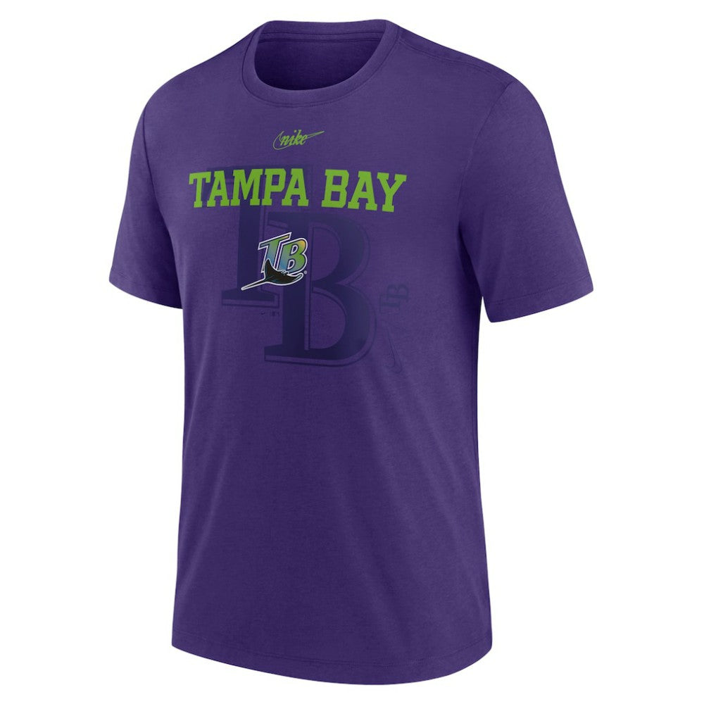 Tampa Bay Rays Rewind Retro Tri-Blend T-Shirt Purple | Nike