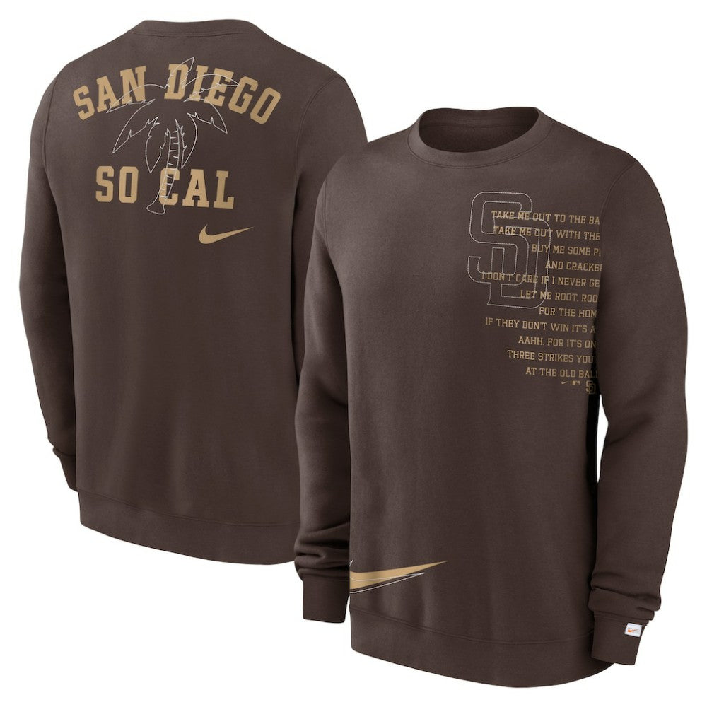 San Diego Padres Statement Ball Game Fleece Pullover Sweatshirt Brown | Nike