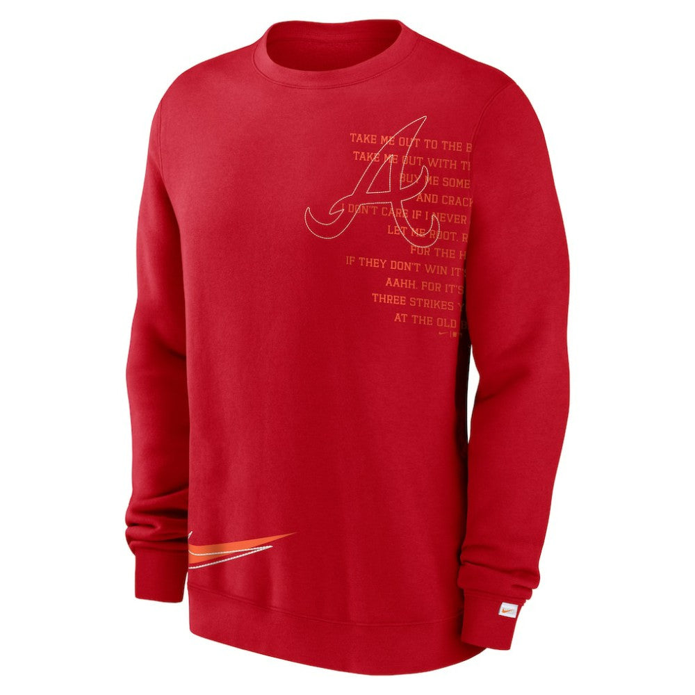 Atlanta Braves Statement Ball Game Fleece Pullover Sweatshirt Red | Nike