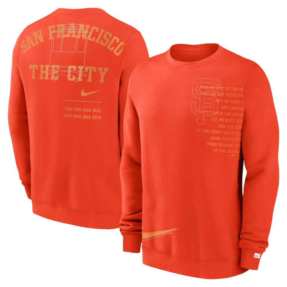 San Francisco Giants Statement Ball Game Fleece Pullover Sweatshirt Orange | Nike