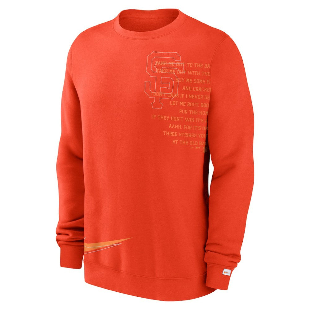 San Francisco Giants Statement Ball Game Fleece Pullover Sweatshirt Orange | Nike