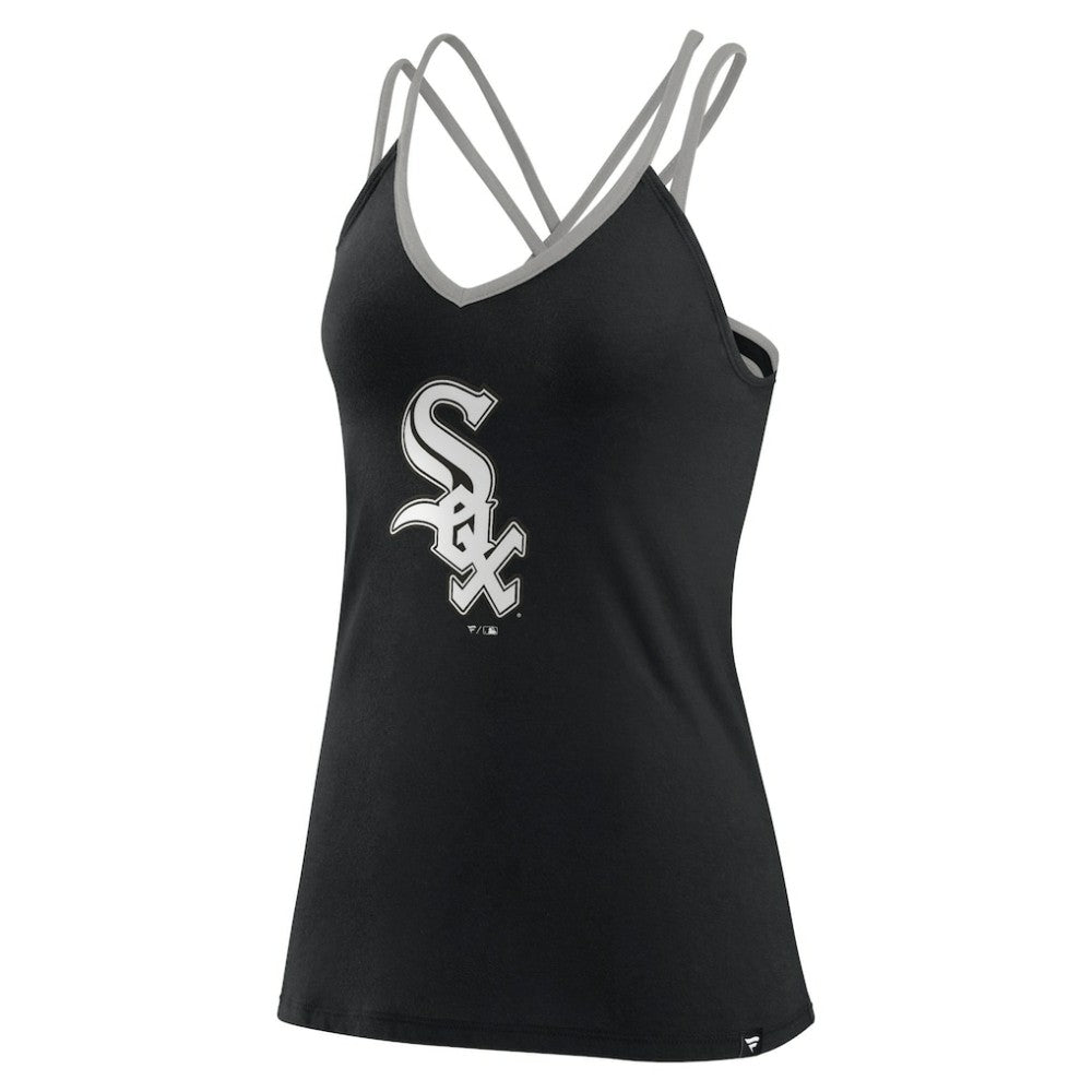 Chicago White Sox Women's Barrel It Up Cross Back V-Neck Tank Top Black