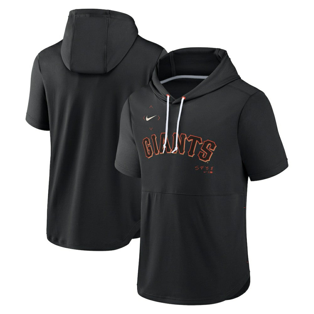 San Francisco Giants Springer Short Sleeve Team Pullover Hoodie Black | Nike