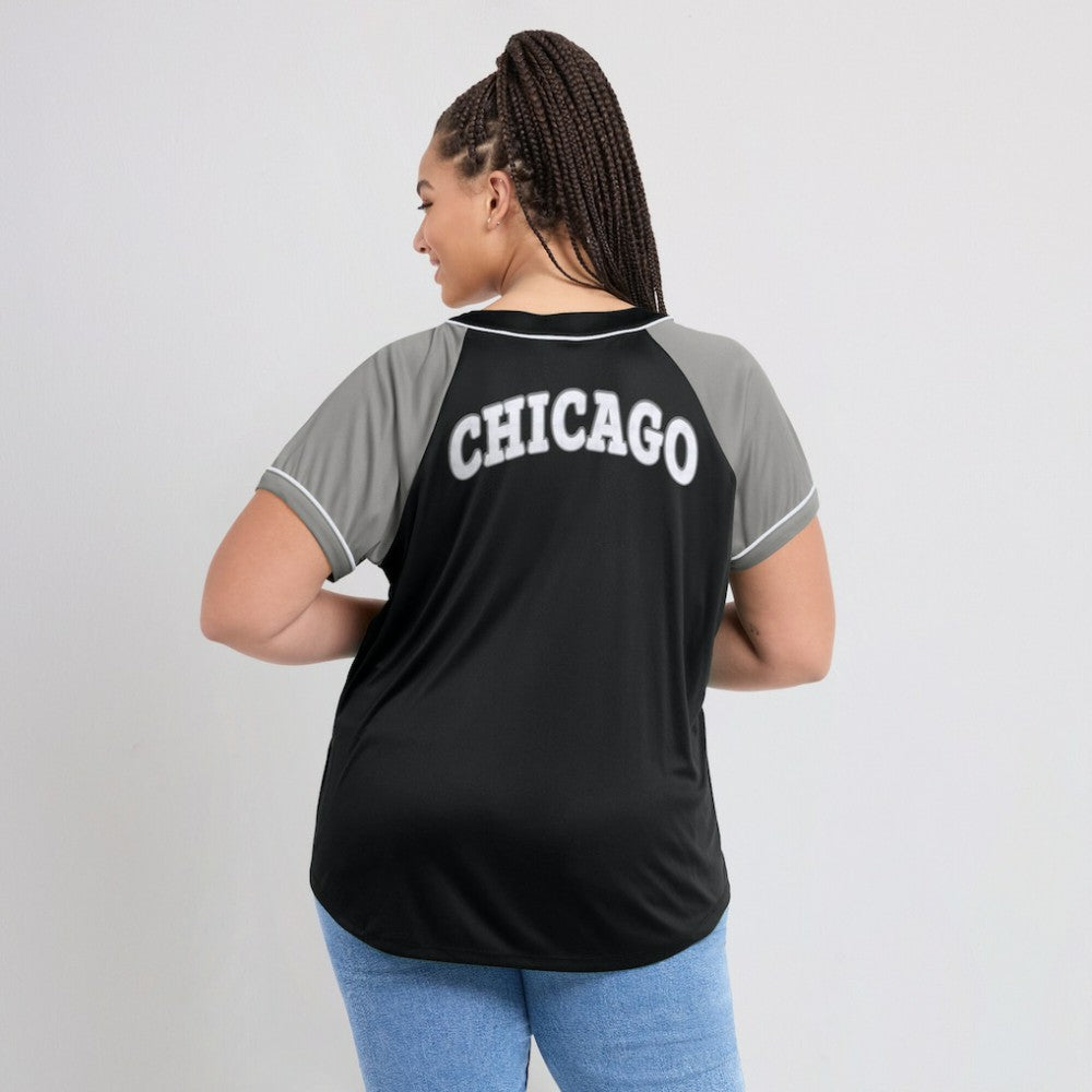 Chicago White Sox Women's Ultimate Style Raglan V-Neck T-Shirt Black