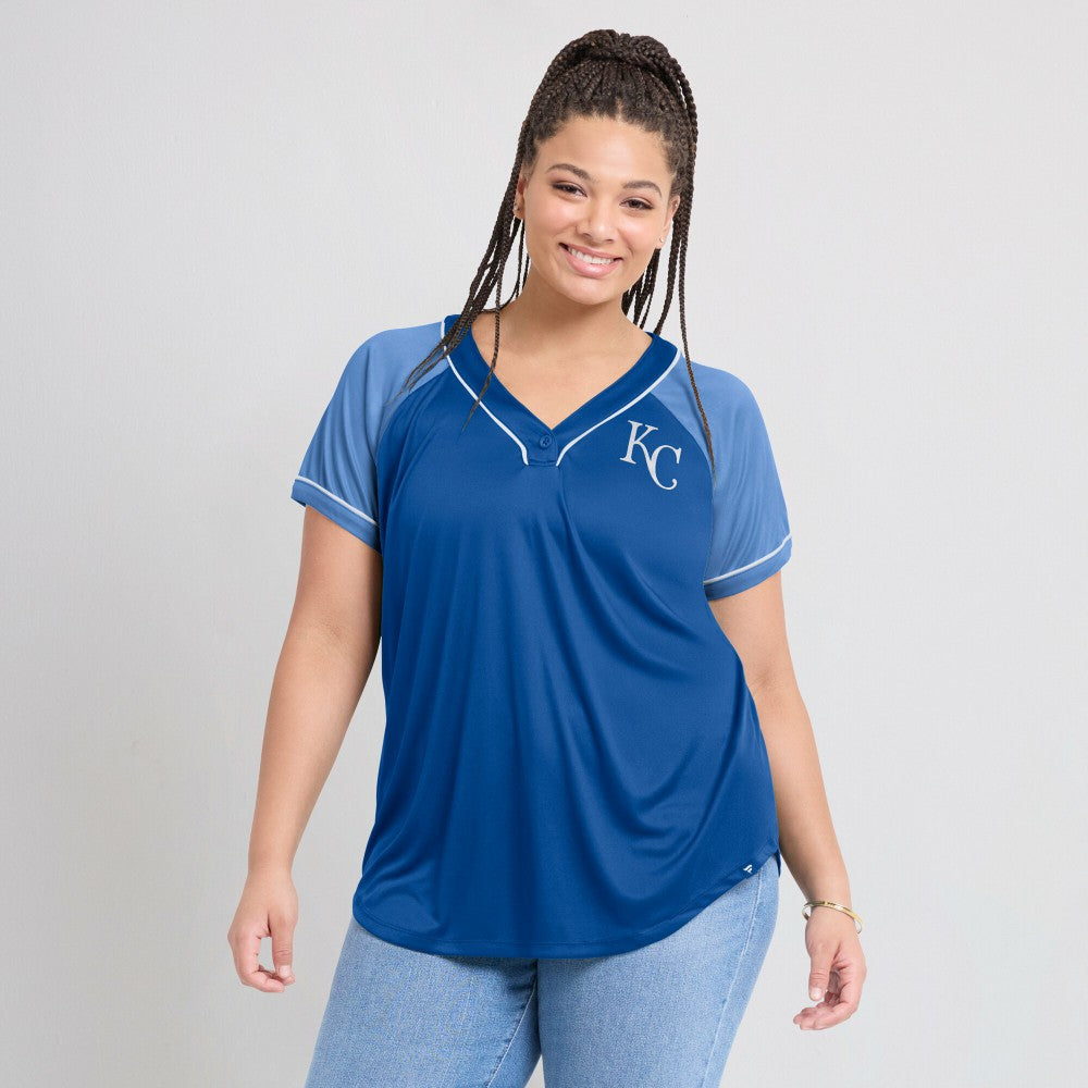 Kansas City Royals Women's Ultimate Style Raglan V-Neck T-Shirt Royal