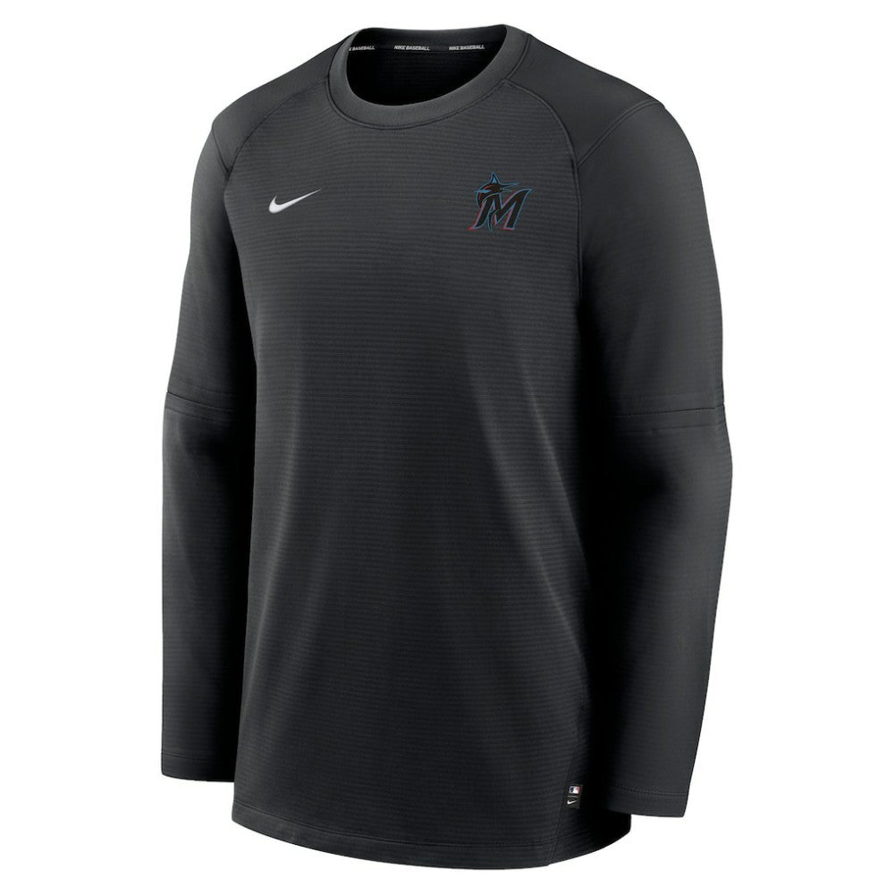 Miami Marlins Authentic Collection Logo Performance Long Sleeve T-Shirt Black | Nike