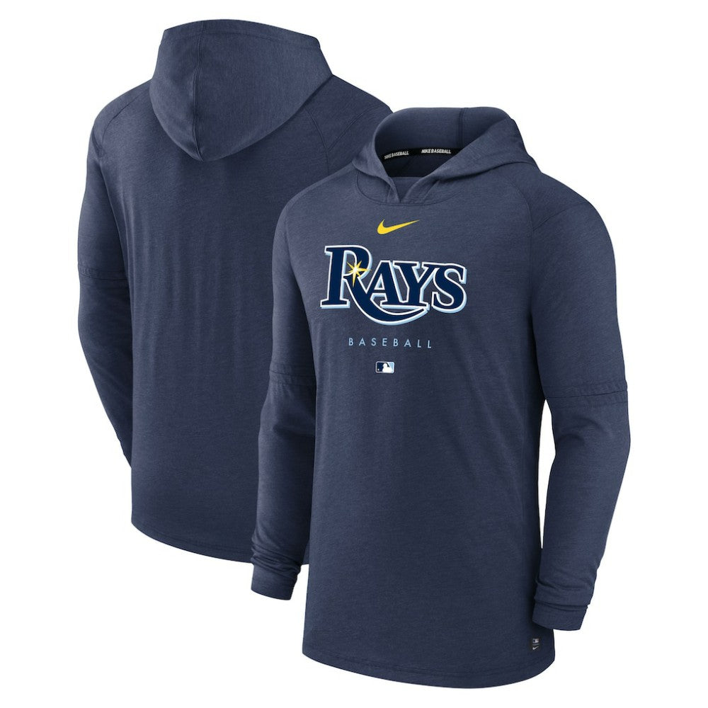 Tampa Bay Rays Authentic Collection Lightweight Dri-FIT Hooded Pullover Heather Navy | Nike
